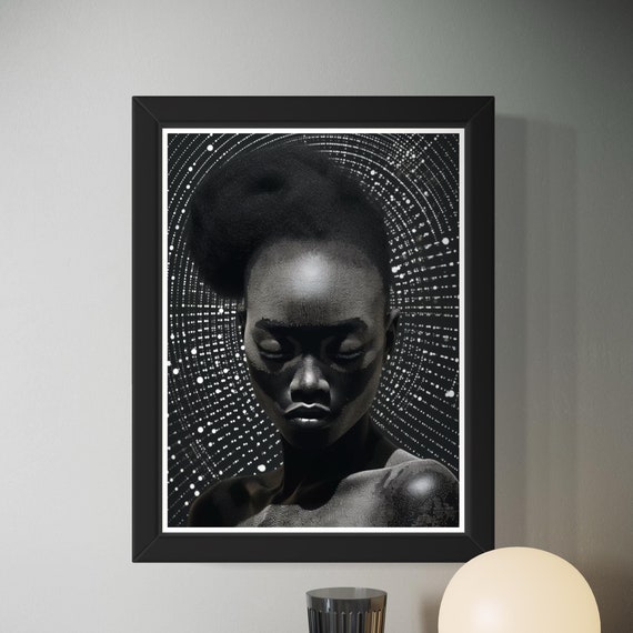 Elegant Black Woman Afro Art Afrocentric Minimalist Wall Art Of Afro Beauty Afro Textured Hair Artwork