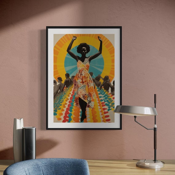 Afrocentric Wall Art Print Vibrant Abstract Woman Silhouette Bold Colorful Home Decor African Inspired Large Print