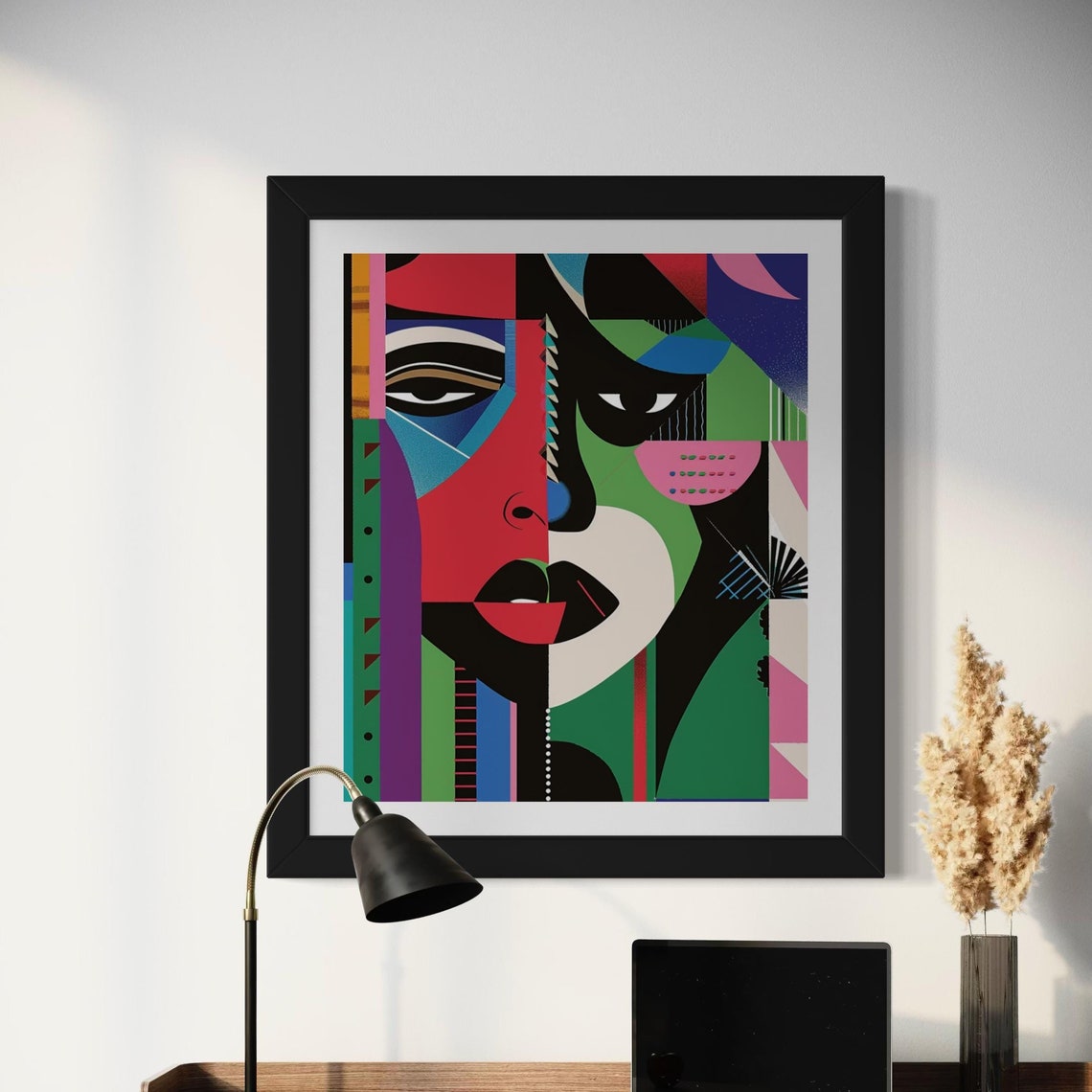 Abstract Geometric Art Print Minimalist Bold Face Design Contemporary Wall Dcor For Modern Spaces