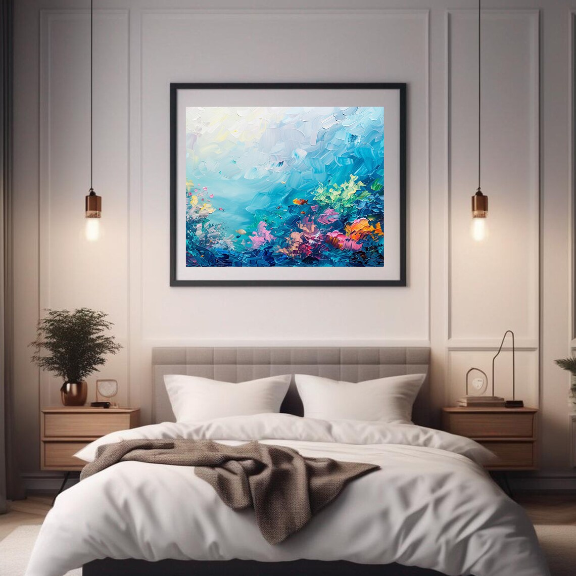Coral Reef Oil Painting Wall Art Print Frame Tv Art Tv - Image 2