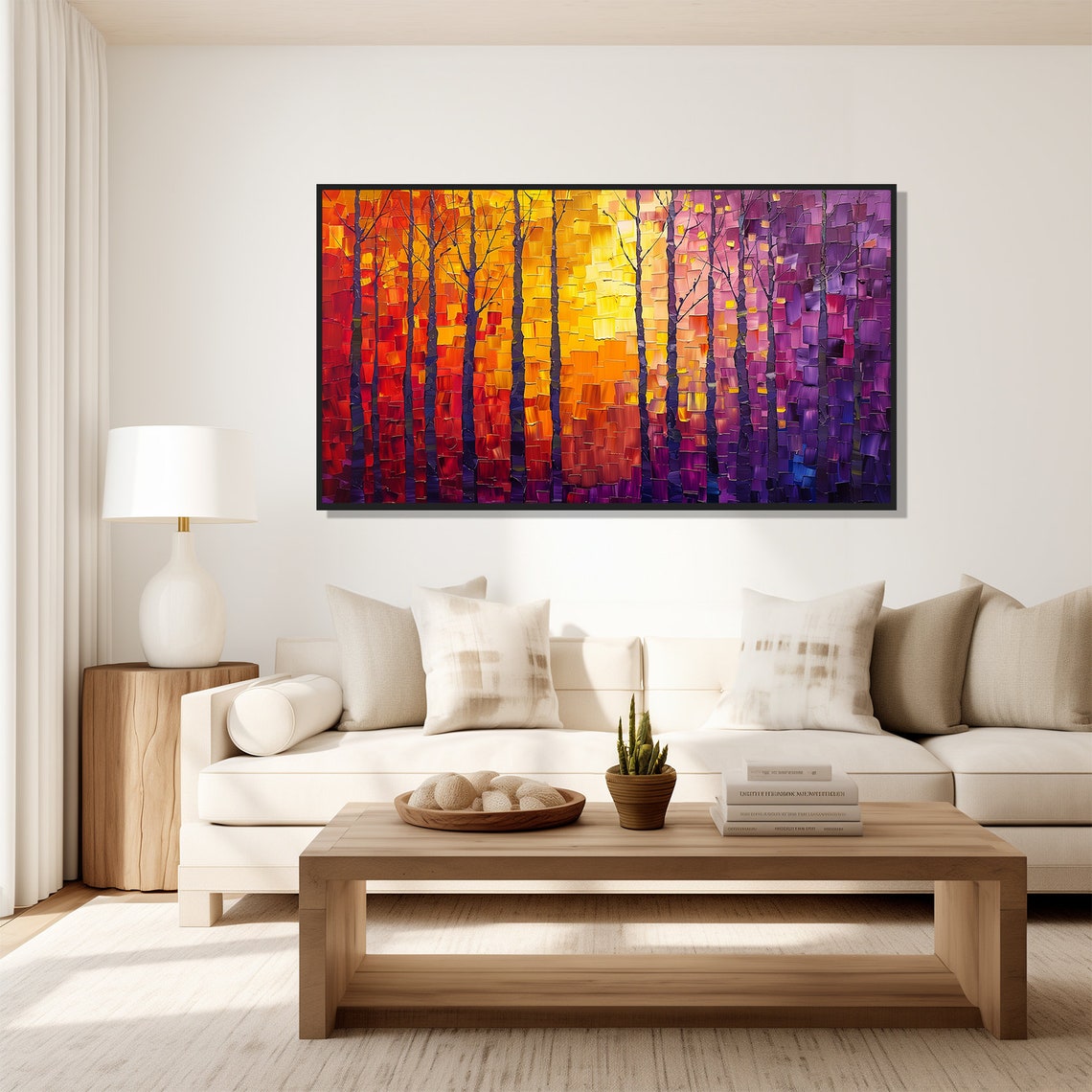 Impasto Forest Sunset Gradient Trees Modern Abstract Painting Wall Art - Image 5