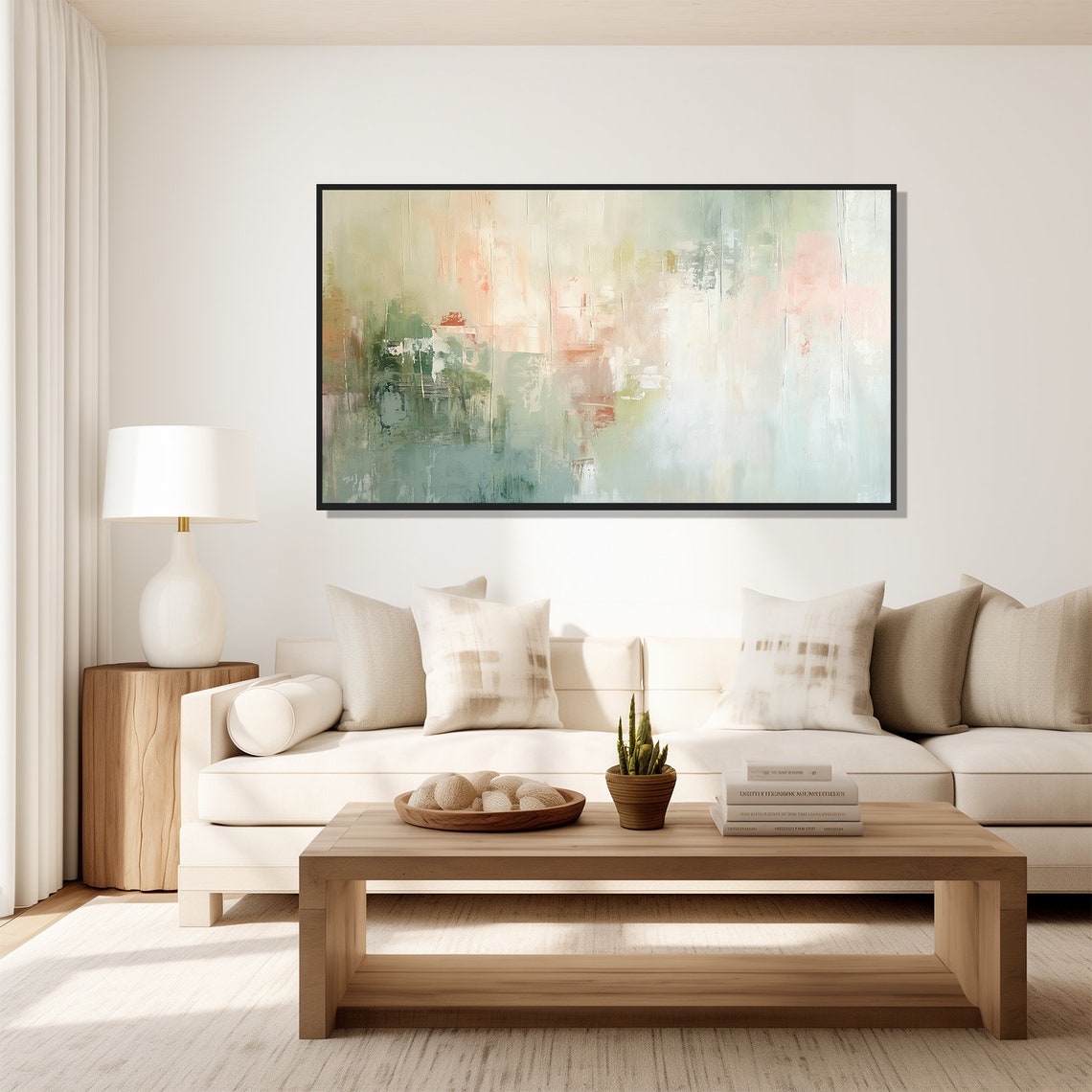 Calm Sage Green Blush Abstract Landscape Soft Modern Art Poster - Image 5