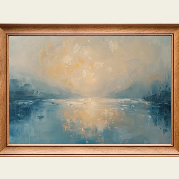 Abstract Lake Sunset Oil Painting Wall Art Print Frame Tv Art Tv