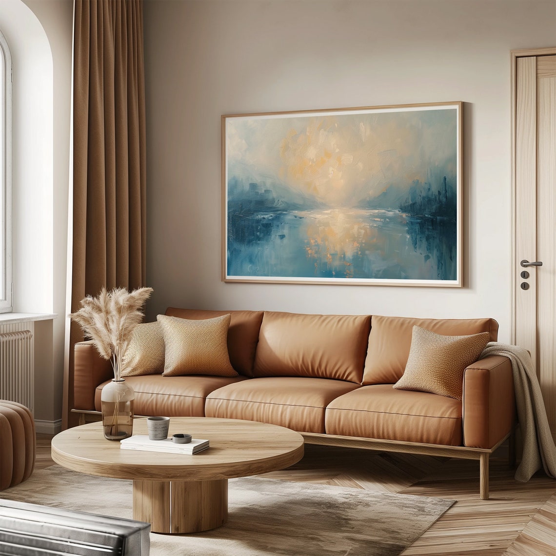 Abstract Lake Sunset Oil Painting Wall Art Print Frame Tv Art Tv - Image 3