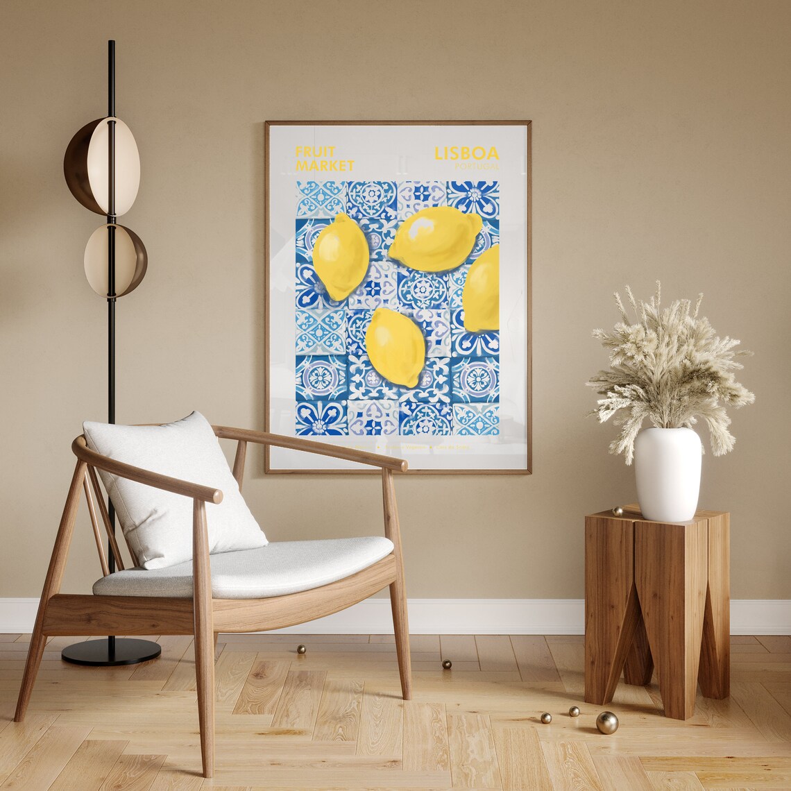 Lemon Print Kitchen Wall Art, Lisbon Travel Poster - Image 3