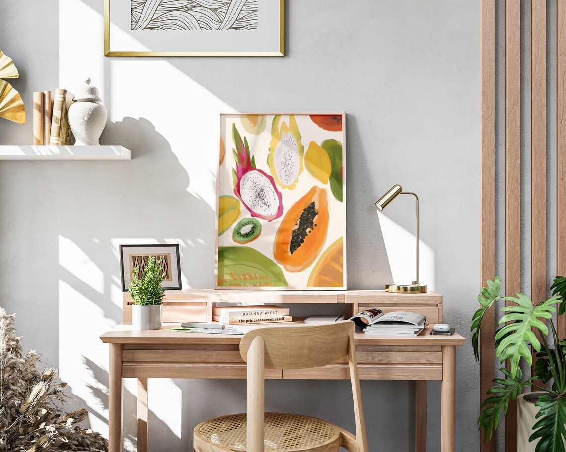Tropical Fruits Print Fruit Art Print Food Print Still Life Food Poster Avocado Print Kiwi Poster Papaya Wall Art - Image 5