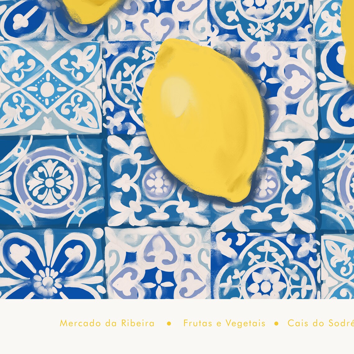 Lemon Print Kitchen Wall Art, Lisbon Travel Poster - Image 5