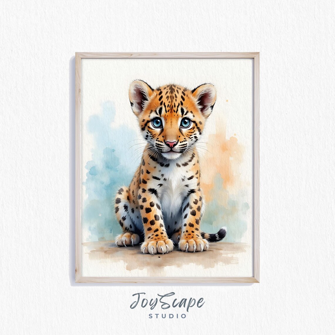 Baby Leopard Cub Watercolor Big Cat Nursery Cute Wildlife Art Print