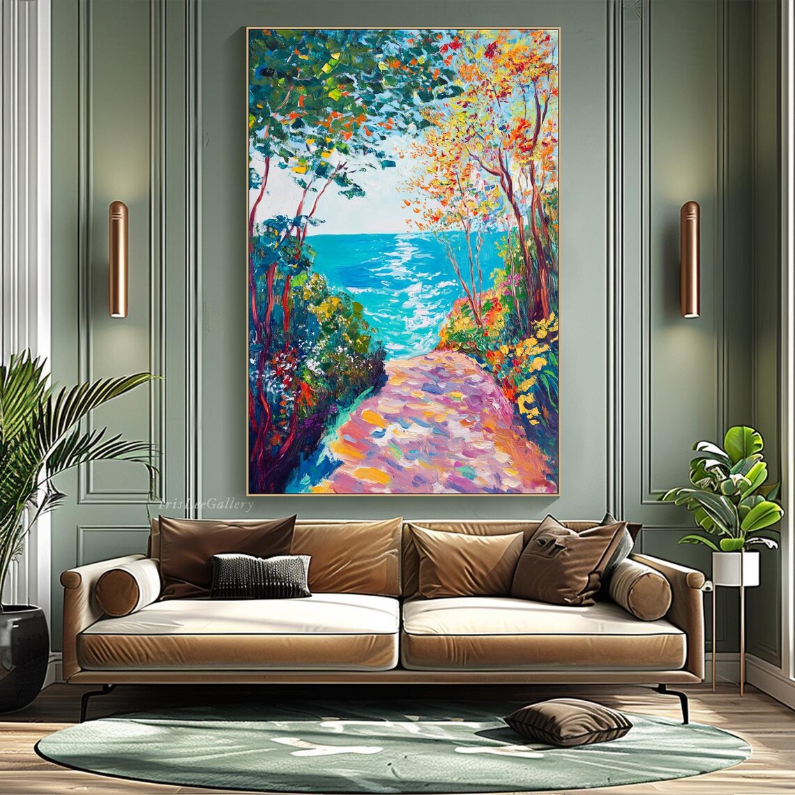 Original Vibrant Coastal Painting On 3d Textured Wall Art Colorful Seascape Art Modern Handmade Nautical Art Unique Living Room Art - Image 3