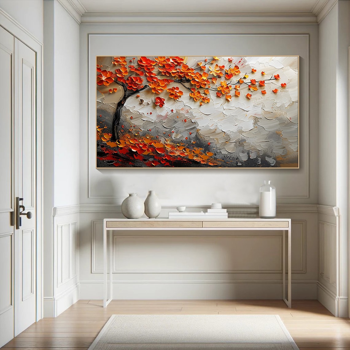 Orange Blossom Tree Oil Painting, Modern Abstract Art Print - Image 2
