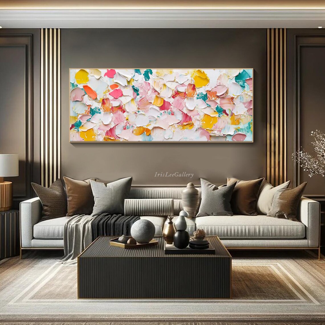 Pastel Petal Palette Knife Abstract Colorful Modern Painting Wall Art - Image 3