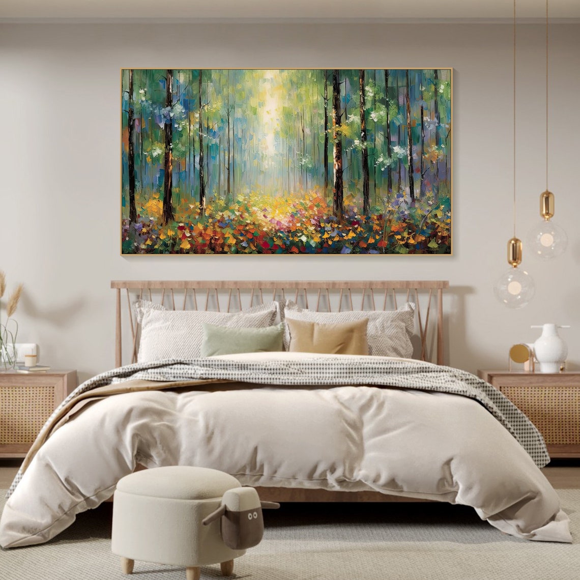 Sunlit Forest Clearing Colorful Wildflowers Impressionist Art Poster - Image 3