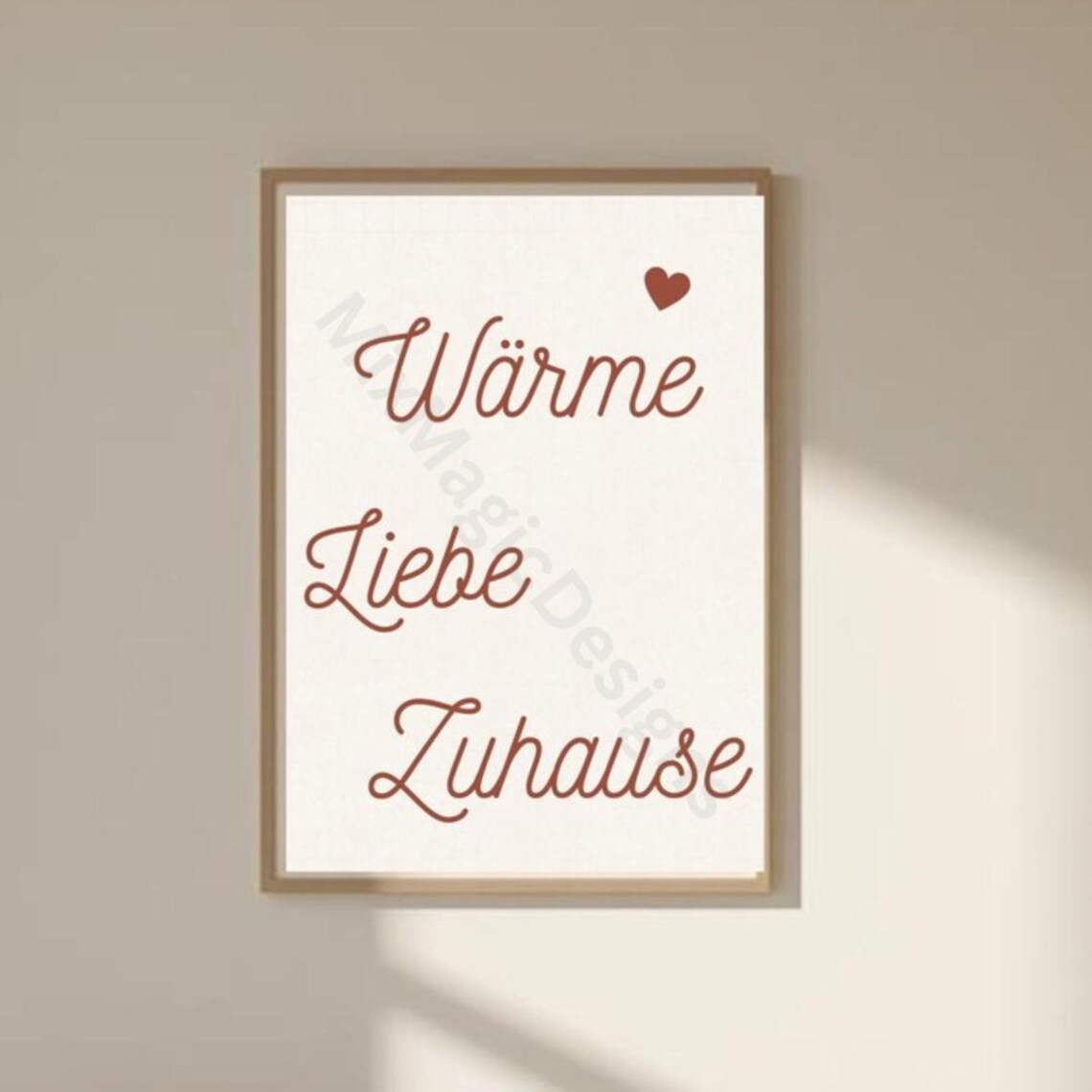 Wärme Liebe Zuhause German Quote Poster Warm Script Home Decor