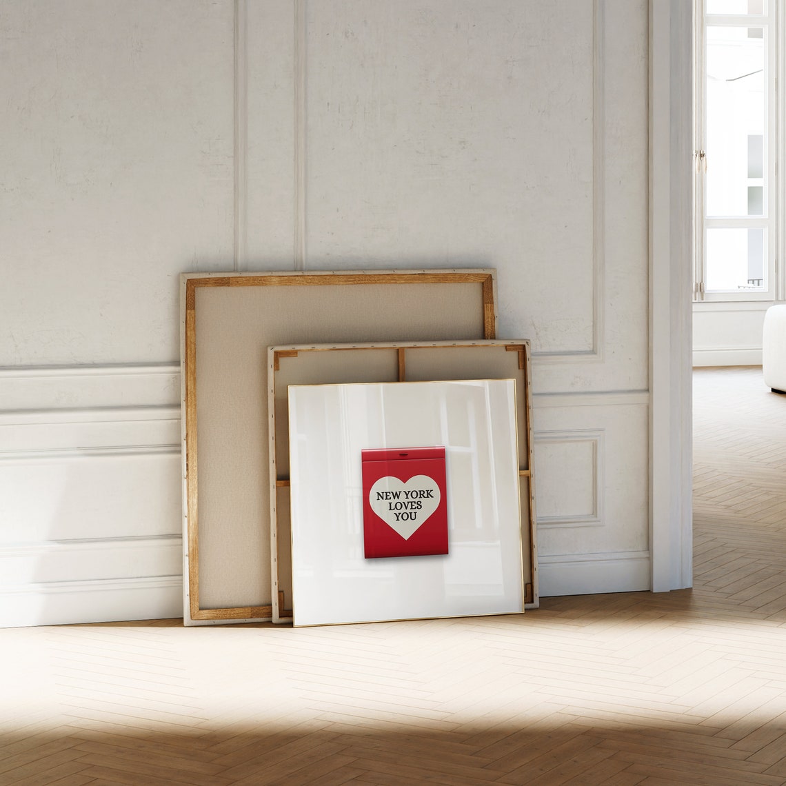 New York Loves You Matchbook Retro Typography Heart Wall Art - Image 2