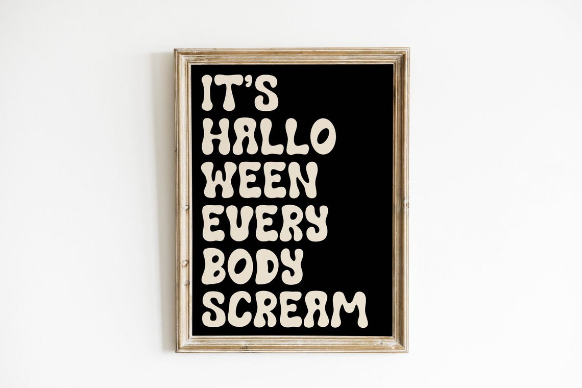 Its Halloween Everybody Scream Retro Bubble Letters Halloween Poster - Image 2