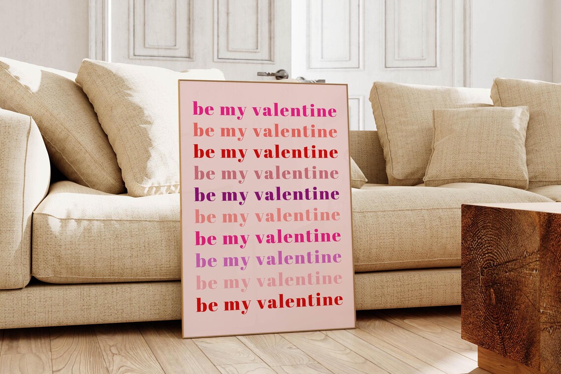 Valentines Day Pink Wall Art, Be My Valentine Poster - Image 6