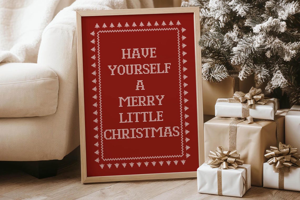 Have Yourself A Merry Little Christmas Red Knitted Style Poster - Image 6