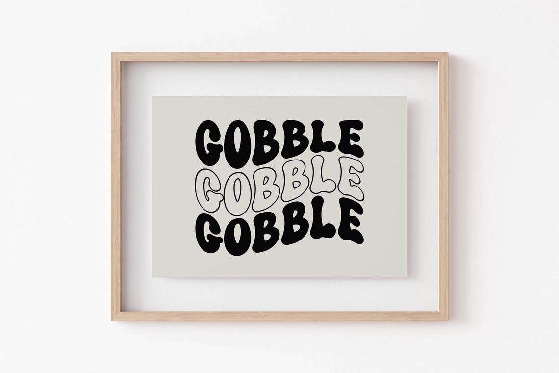 Gobble Gobble Fun Retro Wavy Typography Thanksgiving Day Poster - Image 6