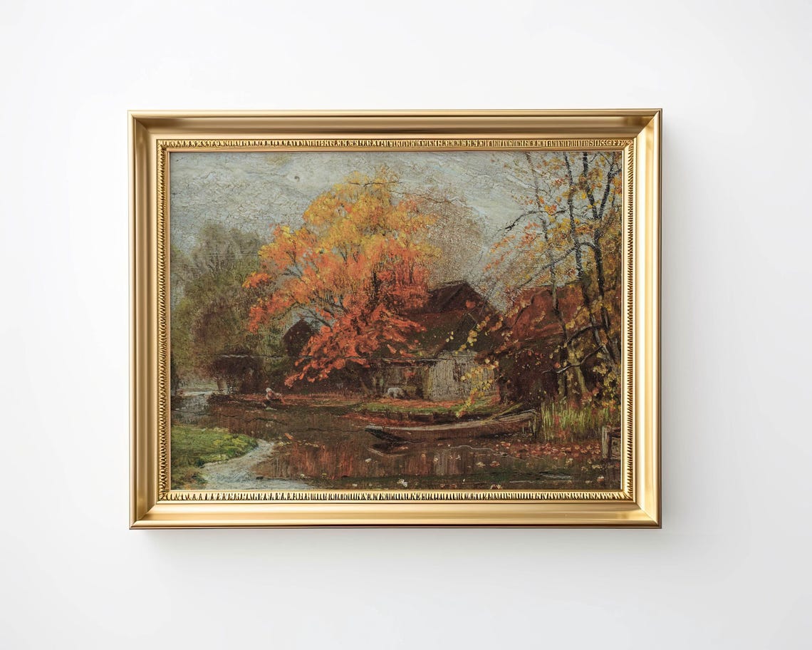 Vintage Autumn Print Fall Decor Vintage Fall Moody Wall Art Rustic Wall Decor Landscape Art - Image 2