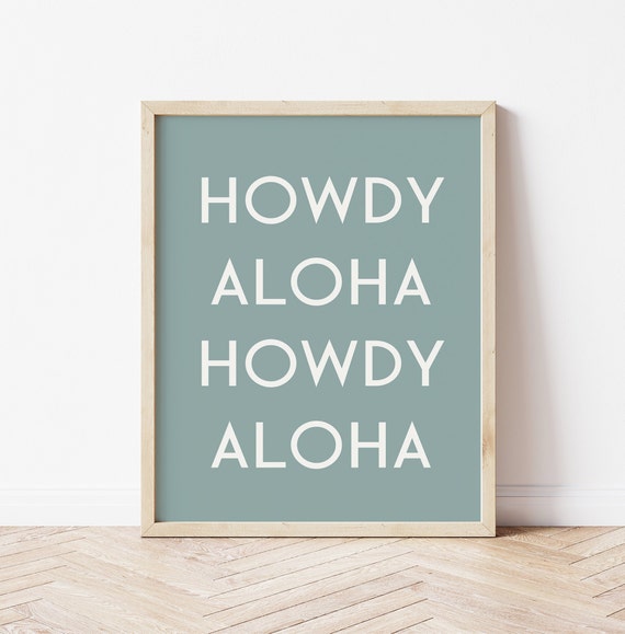 Coastal Cowgirl Print Surfboard Wall Art Surfer Art Beach House Decor Beach Poster Howdy Aloha Ocean Art Wall Art
