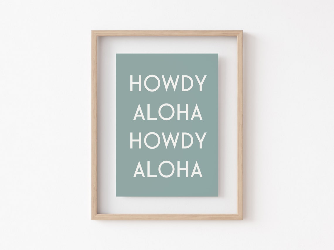Howdy Aloha Repeated Typography Coastal Sage Green Art Poster - Image 3