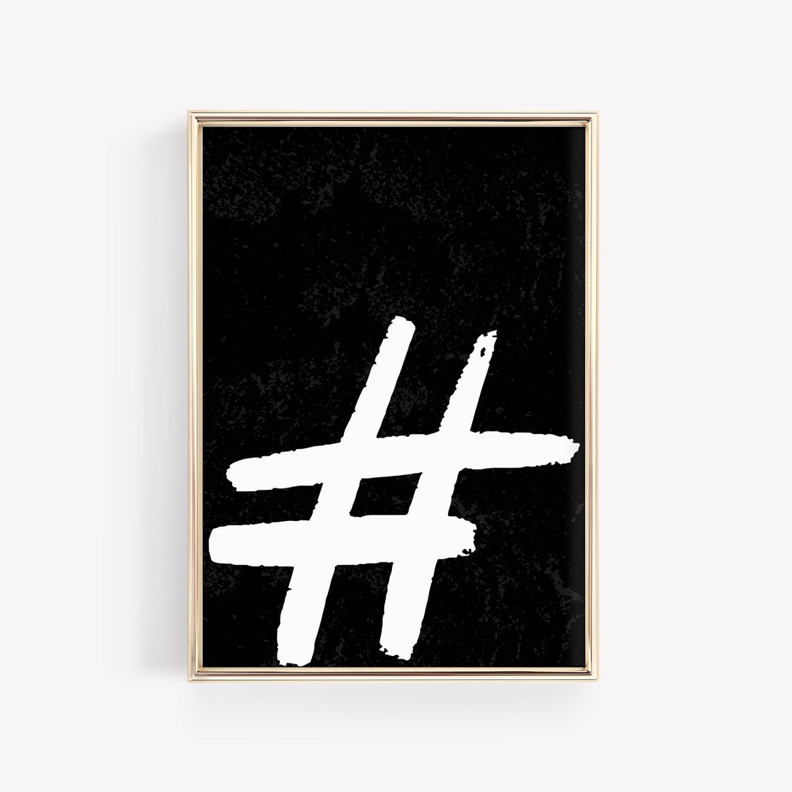 Hashtag Symbol Black and White Modern Abstract Minimalist Poster