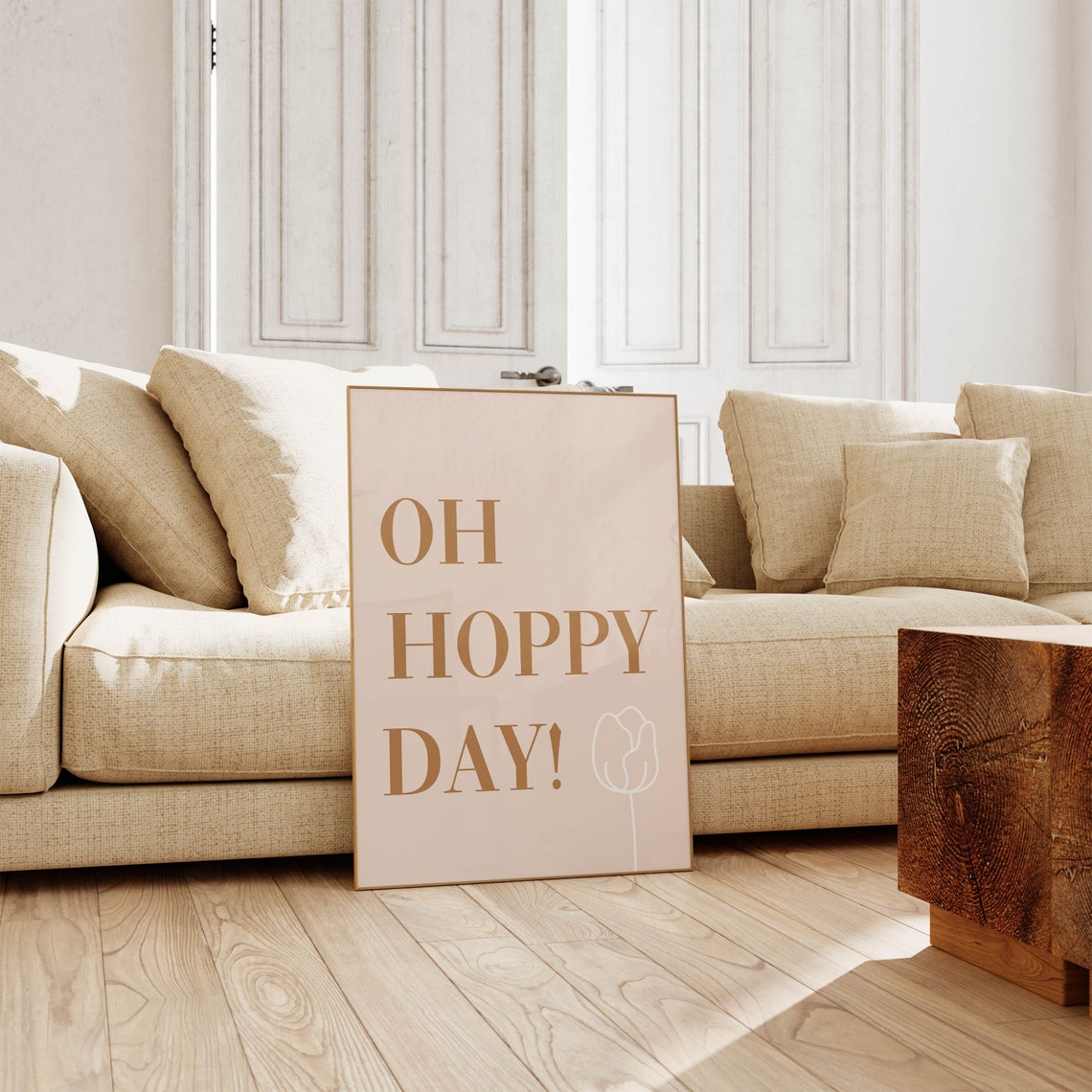 Funny Oh Hoppy Day Tulip Blush Pink Easter Spring Pun Poster - Image 6