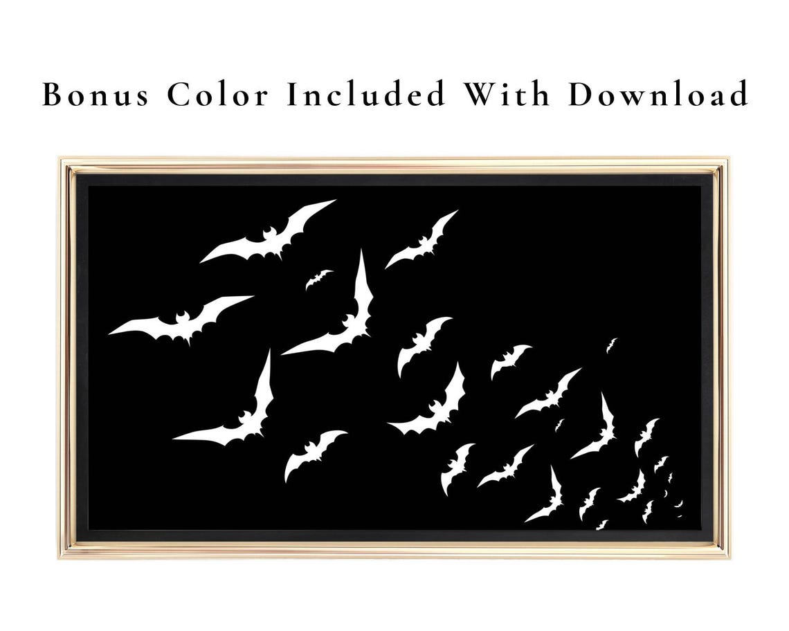 Flying Bat Silhouettes Swarm Minimalist Halloween Art Poster - Image 5