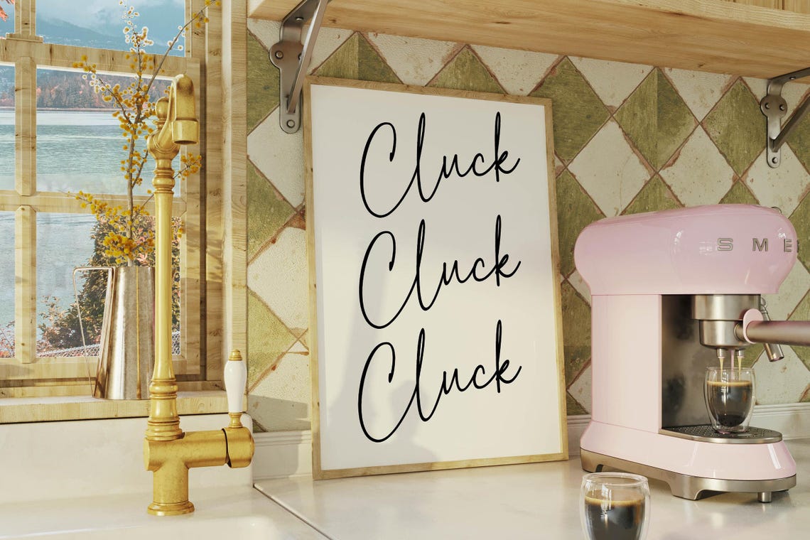 Cluck Cluck Cluck Script Typography Funny Chicken Lover Poster - Image 6