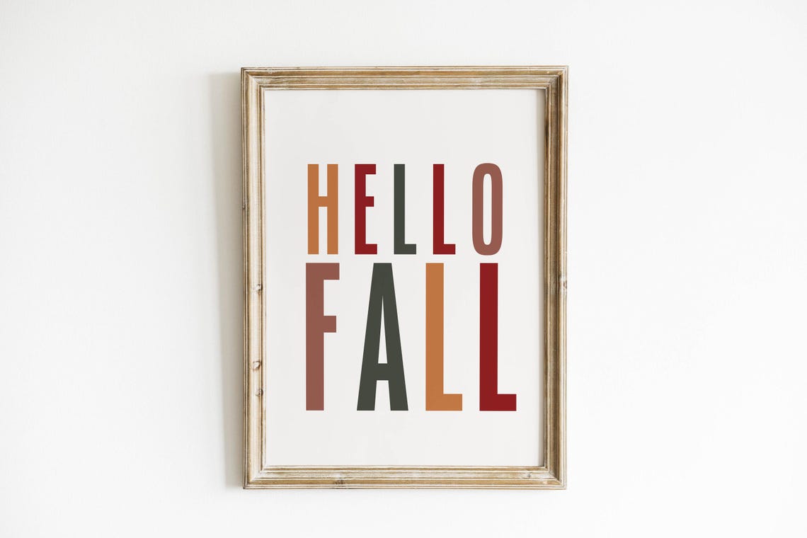 Hello Fall Bold Multicolor Block Letter Autumn Typography Poster - Image 5
