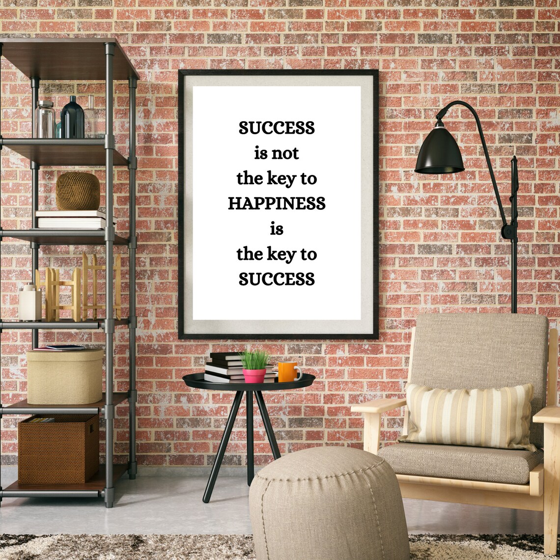 Success Is Not The Key To Happiness Minimalist Motivational Quote Poster - Image 4