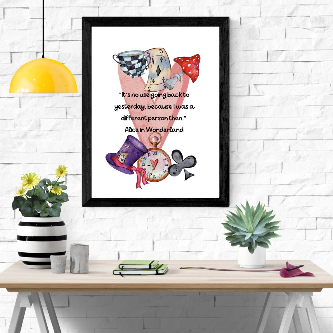 Alice In Wonderland Quote Going Back To Yesterday Watercolor Art Print - Image 3