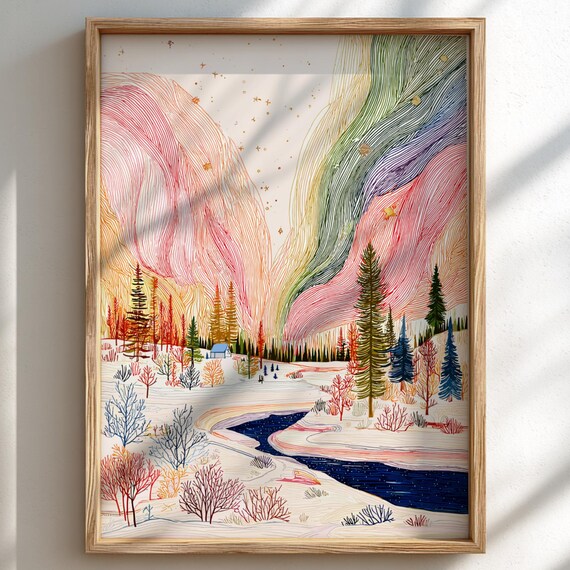 Aurora Veil Pastel Landscape Art Print