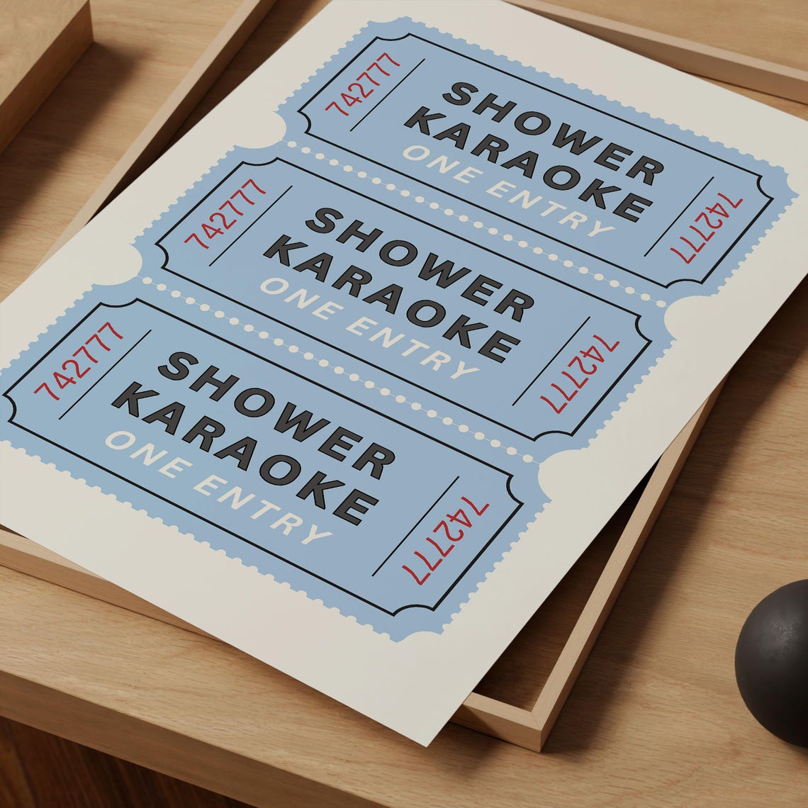 Shower Karaoke One Entry Ticket Stub Blue Funny Bathroom Poster - Image 2