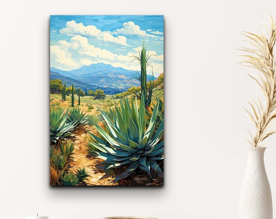 A Bunch Of Agave In The Desert In Watercolor Style Wall Art