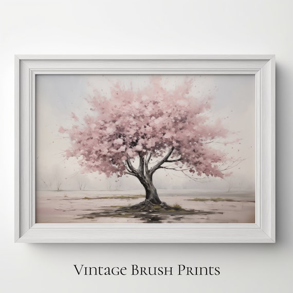 Vintage Cherry Blossom Tree Print Spring Farmhouse Decor