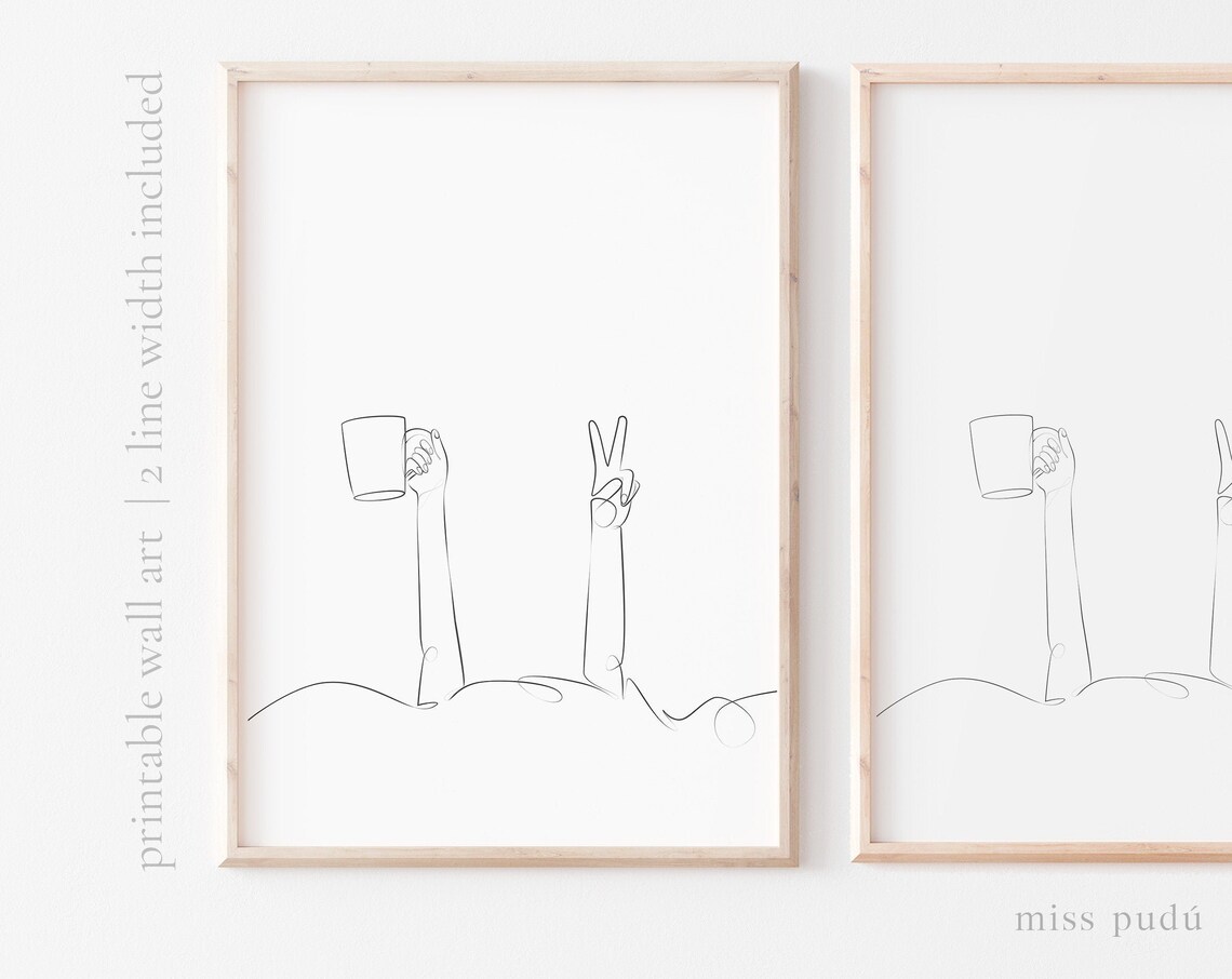 Morning Coffee Single Line Drawing, Scandinavian Art Print