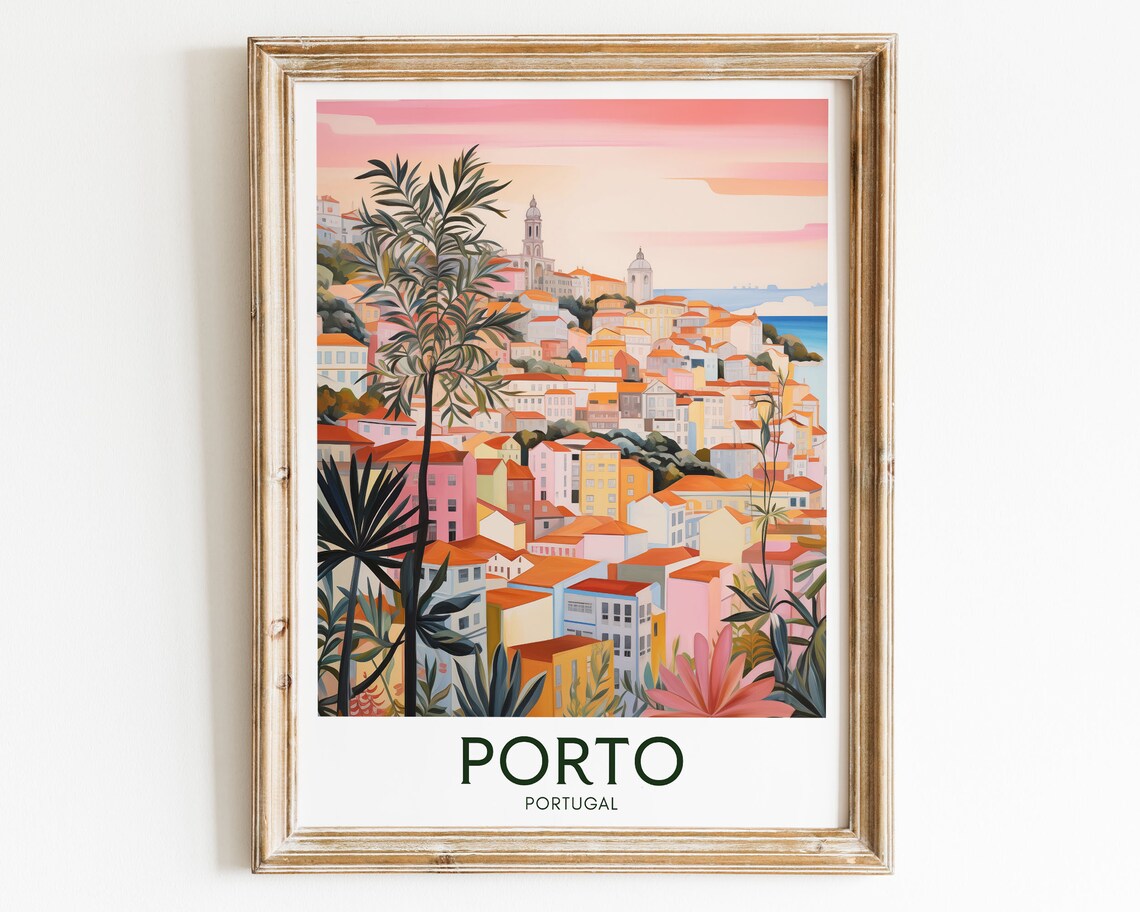 Porto Vintage Travel Poster, Portugal Wall Art