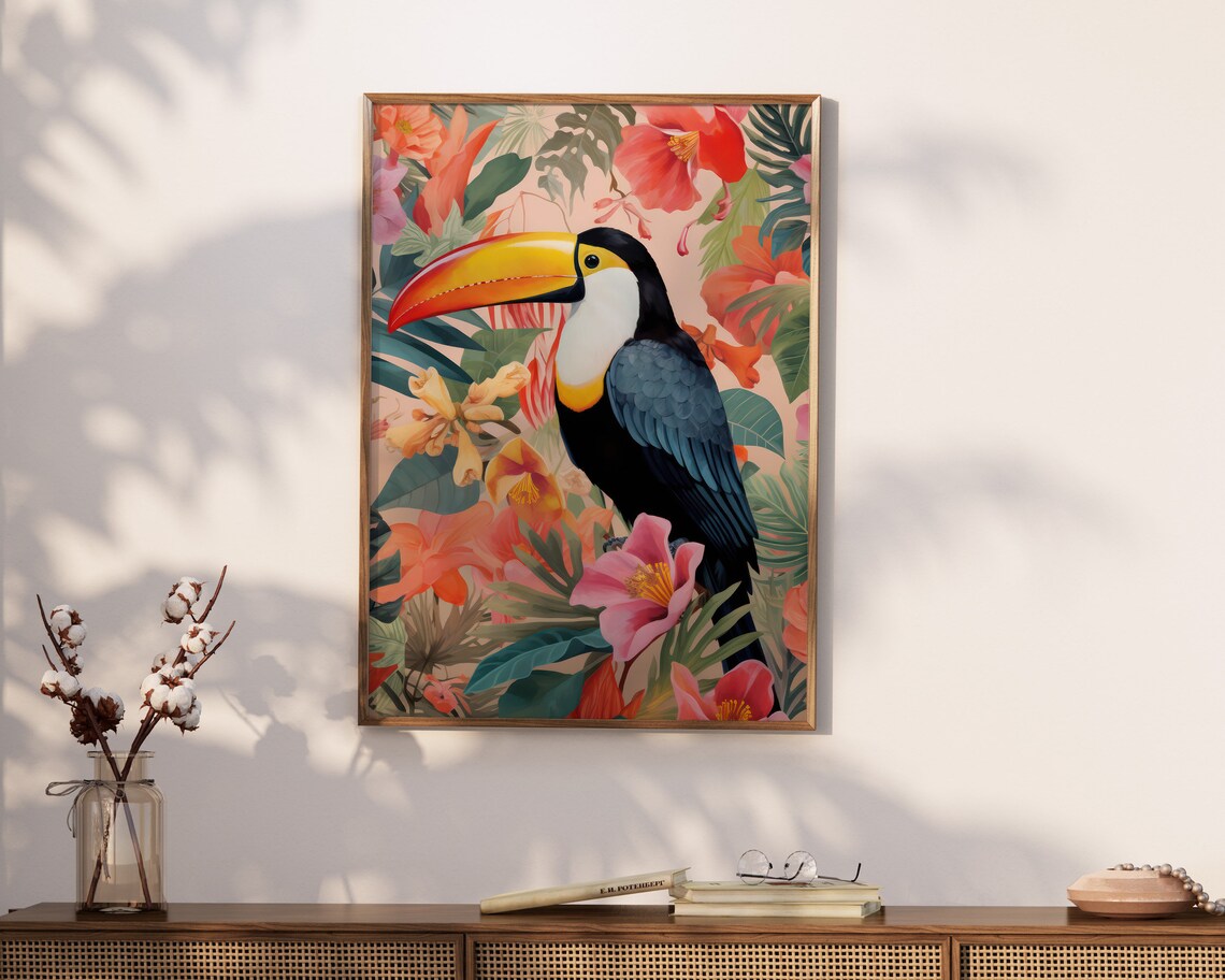 Eclectic Toucan Art Print, Elegant Tropical Bird Decor - Image 3