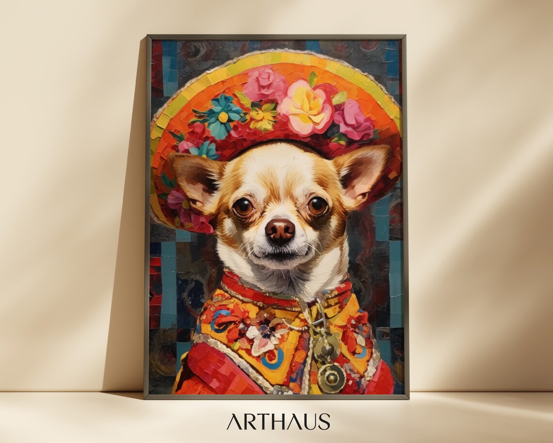 Mexican Chihuahua Painting Art Print, Dog Wall Decor