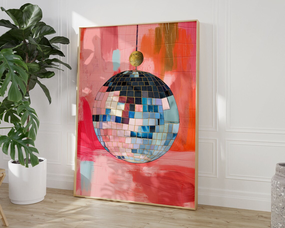Dopamine Wall Art, Maximalist Disco Ball Print - Image 2