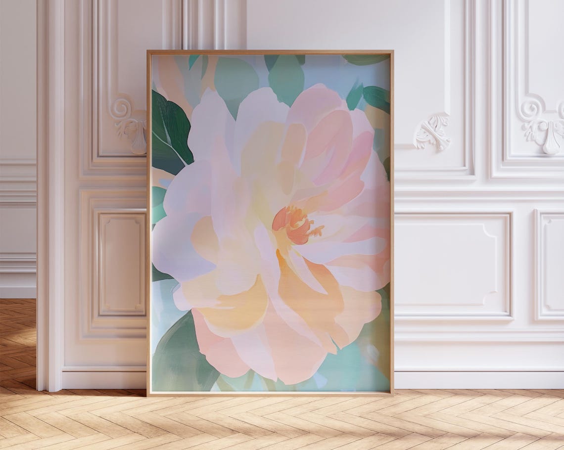 Soft Pink Peony Blossom Dreamy Floral Close Up Romantic Art Poster
