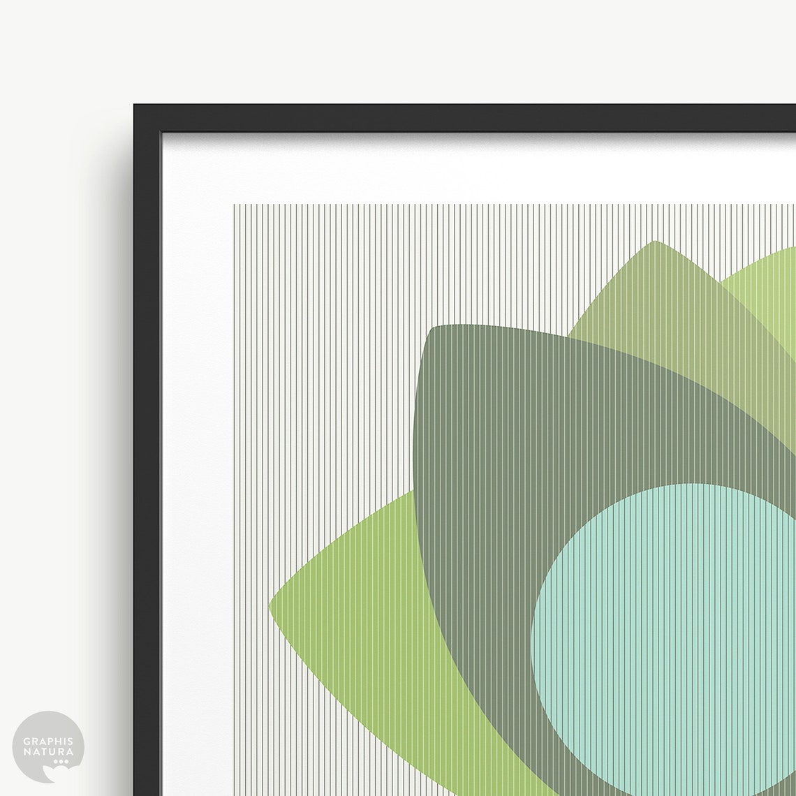Teal Green Abstract Bloom Poster Geometric Floral Modern Art - Image 3