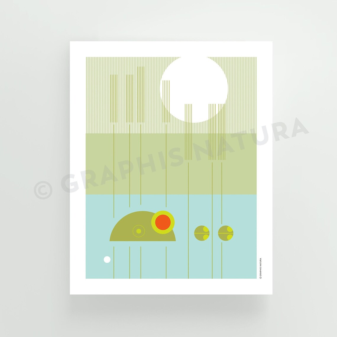 Colorful Minimalist Frog Poster Playful Pond Scene Nursery Decor - Image 2