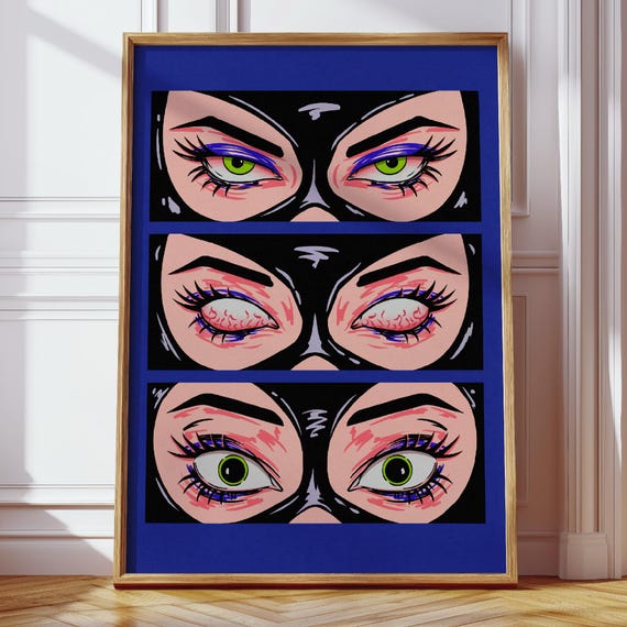 Pop Art Cat Illustration Poster, Bold Feline Print