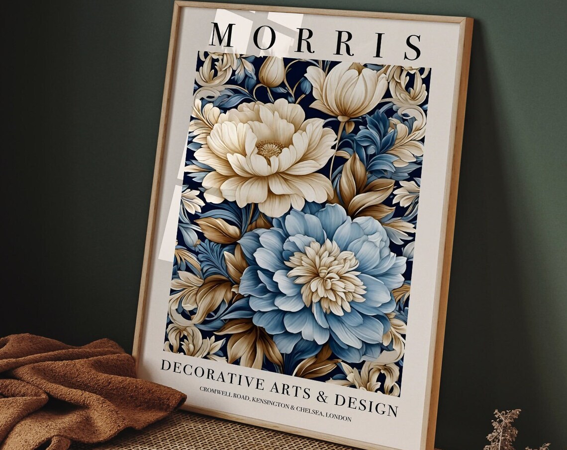 Morris Decorative Arts Blue Peony Floral Exhibition London Poster - Image 6