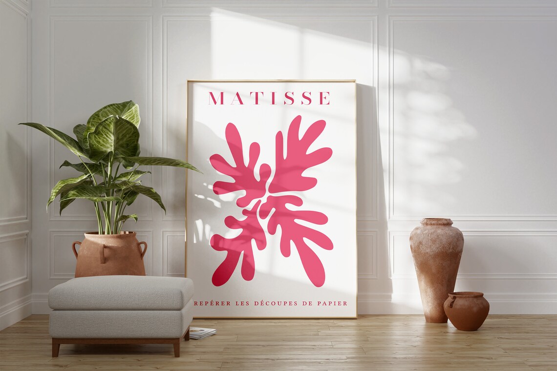 Henri Matisse Pink Paper Cut Out Floral Shapes Abstract Poster - Image 2