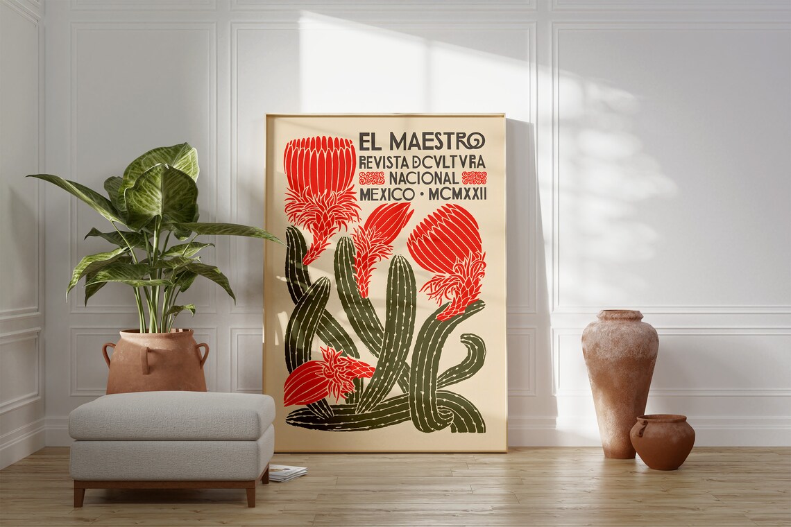 El Maestro Mexican Cactus Botanical Art Poster - Image 2