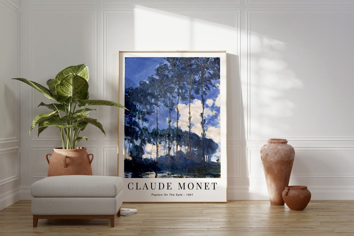 Claude Monet Poplars On The Epte 1891 Tall Trees Blue Sky Poster - Image 3