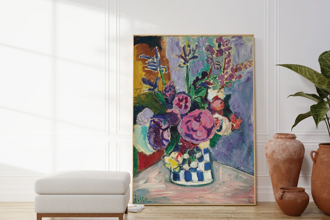 Henri Matisse Flower Vase Bouquet Blue Vase Colorful Fauvist Still Life Poster - Image 2